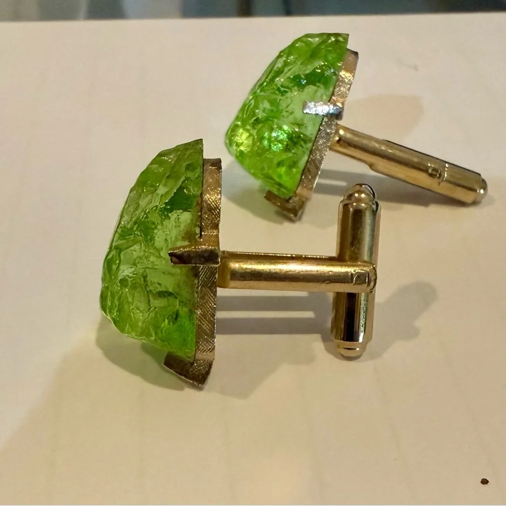 Green Stone Retro Cuff Links
